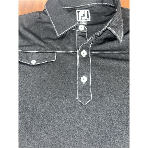 Footjoy Polo Shirt Mens Extra Large Black FJ Golf Performance Tech - Picture 2 of 5
